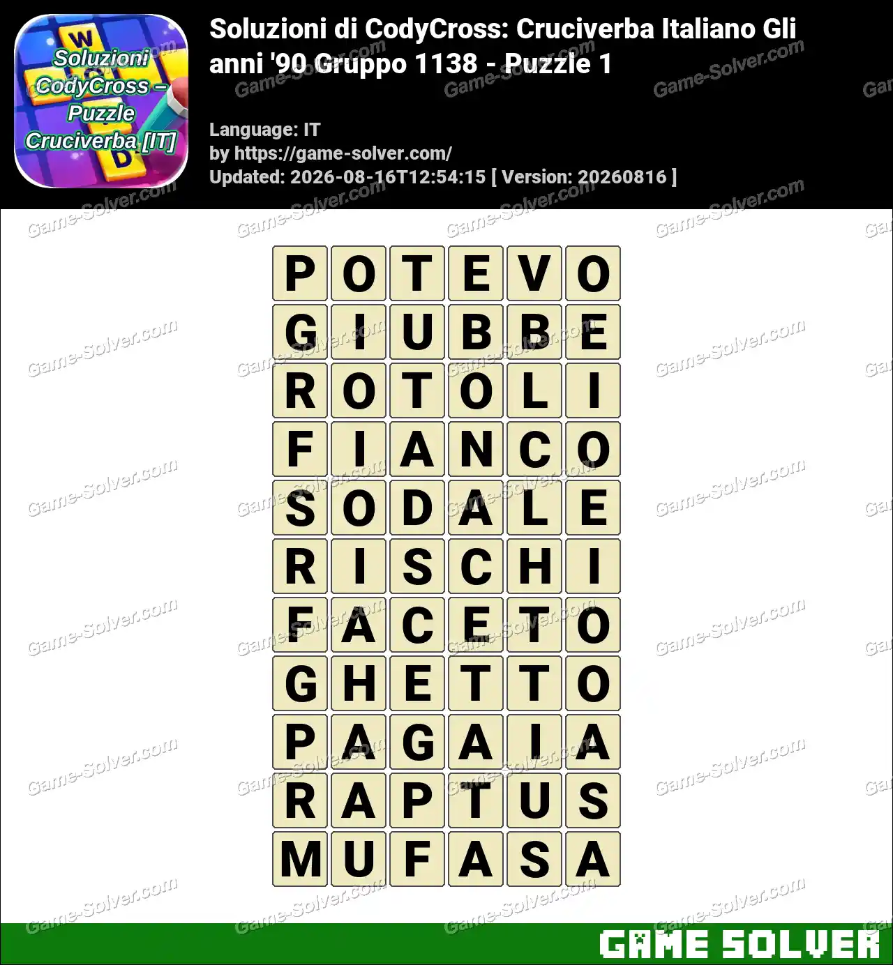Soluzioni di CodyCross: Cruciverba Italiano Gli anni ’90 Gruppo 1138 – Puzzle 1